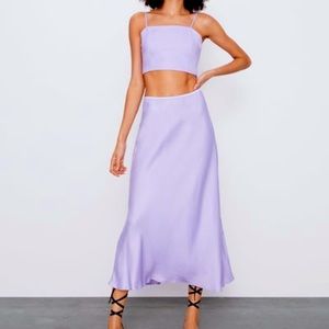ZARA PURPLE LILAC SATIN SKIRT | SIZE SMALL